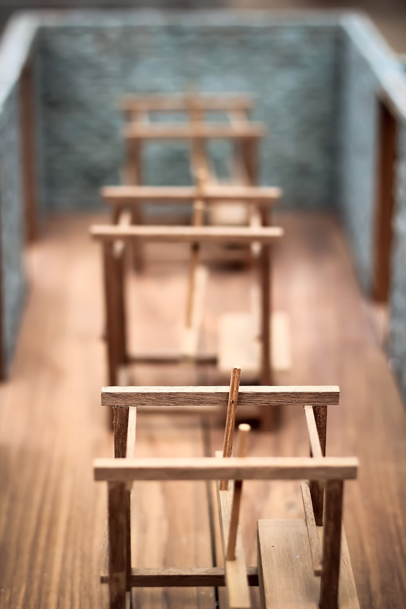 Weavers' Studio : view of study model of workshop building