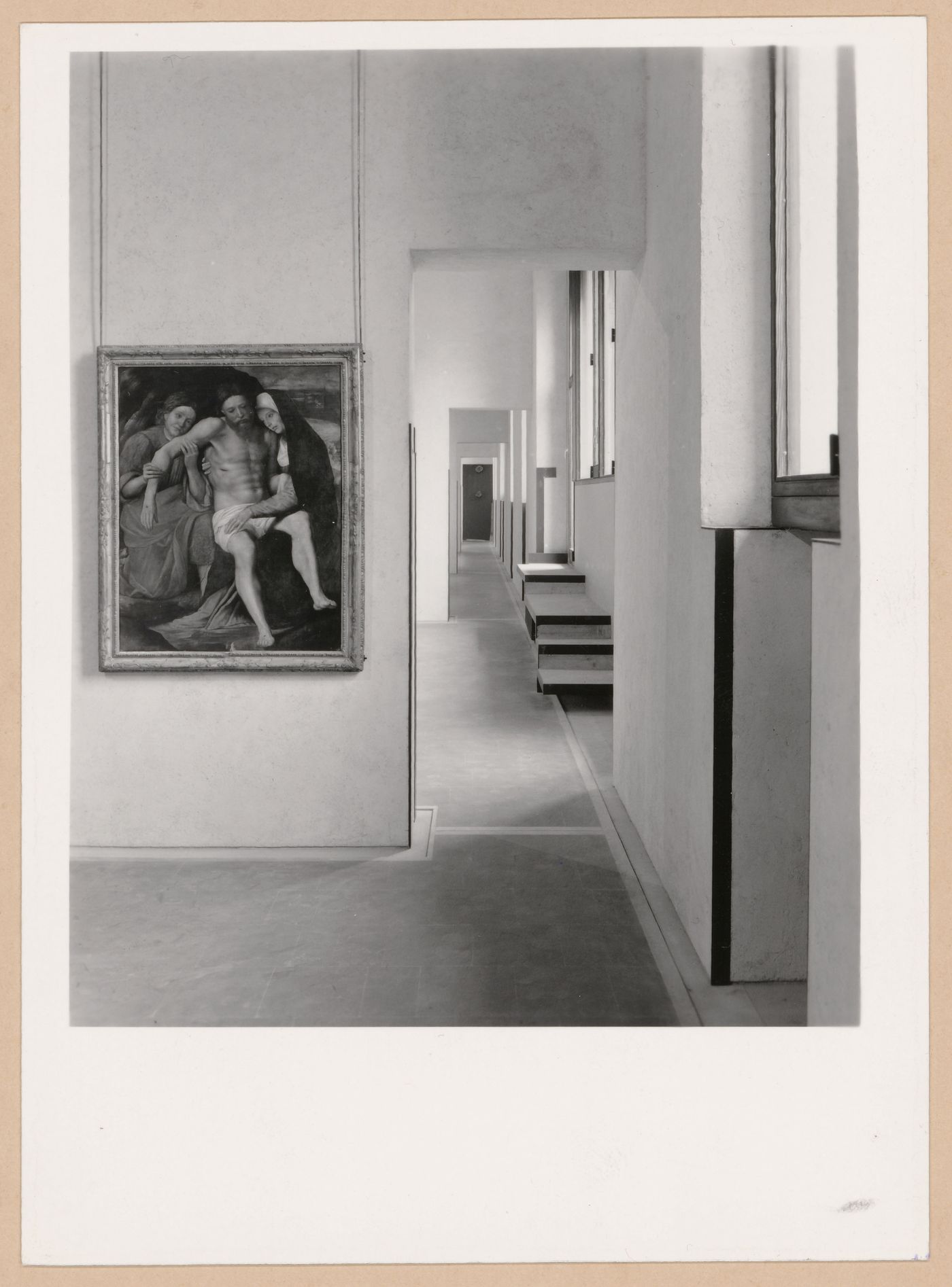 Interior view of a gallery showing a painting, doorways and other galleries, Museo di Castelvecchio, Verona, Italy