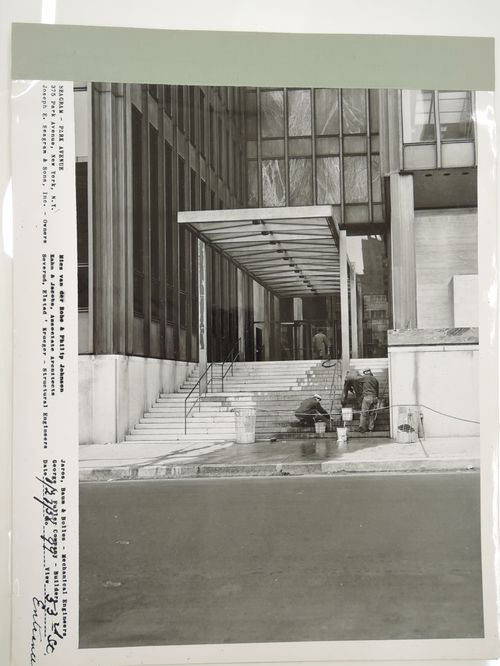 Seagram building under construction, 375 Park avenue, New York, N.Y., 53rd street entrance