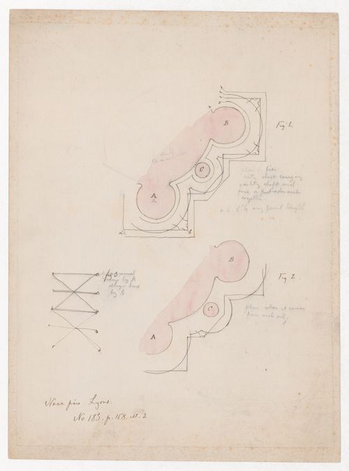 Worksheet No. 183, for 'The Stones of Venice': Plan of vaulting and base prints of shafts, Cathedral of Lyons