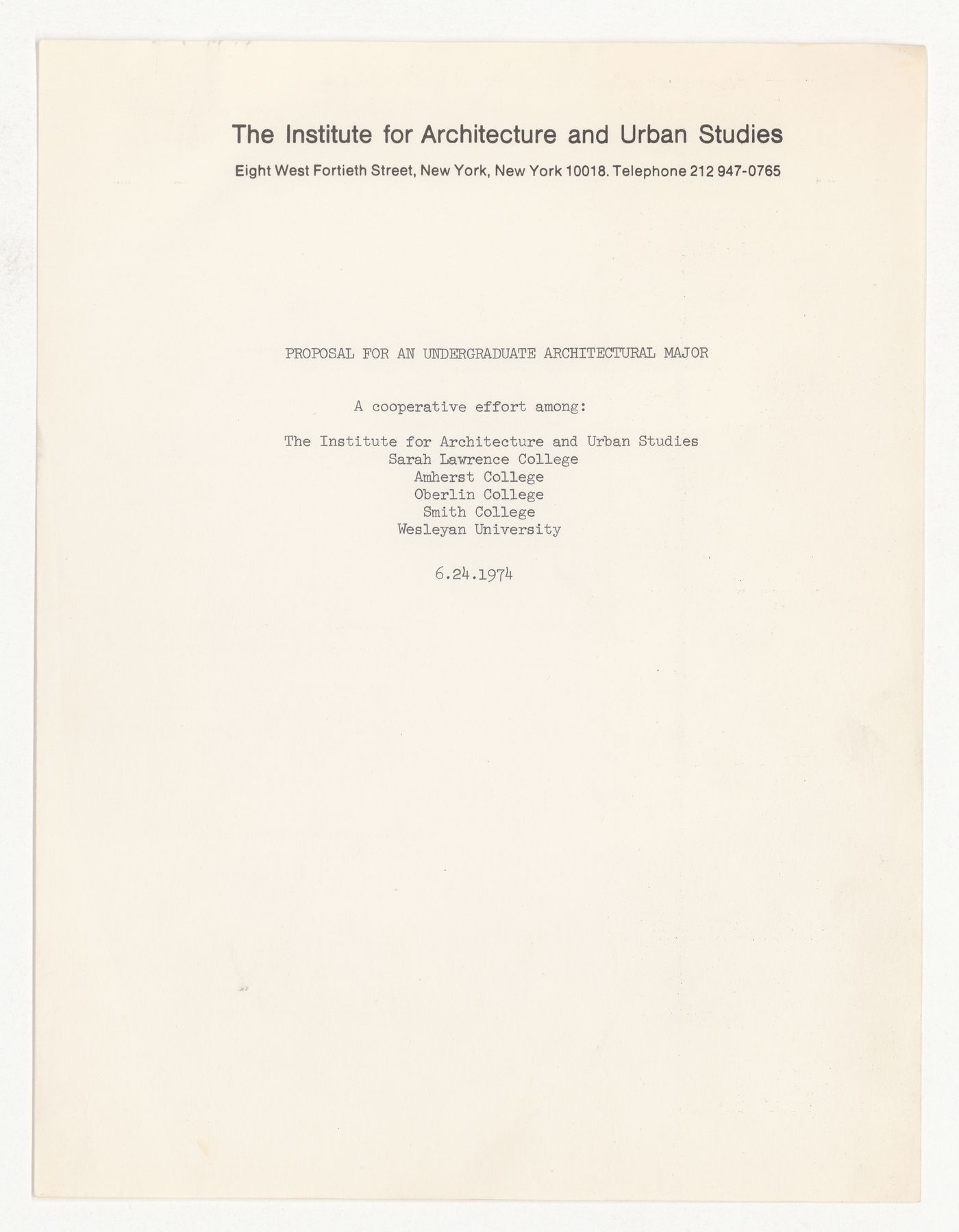 Proposal for an underdraduate achitectural major