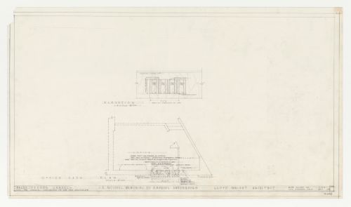 Wayfarers' Chapel, Palos Verdes, California: Elevation and plan for new office windows