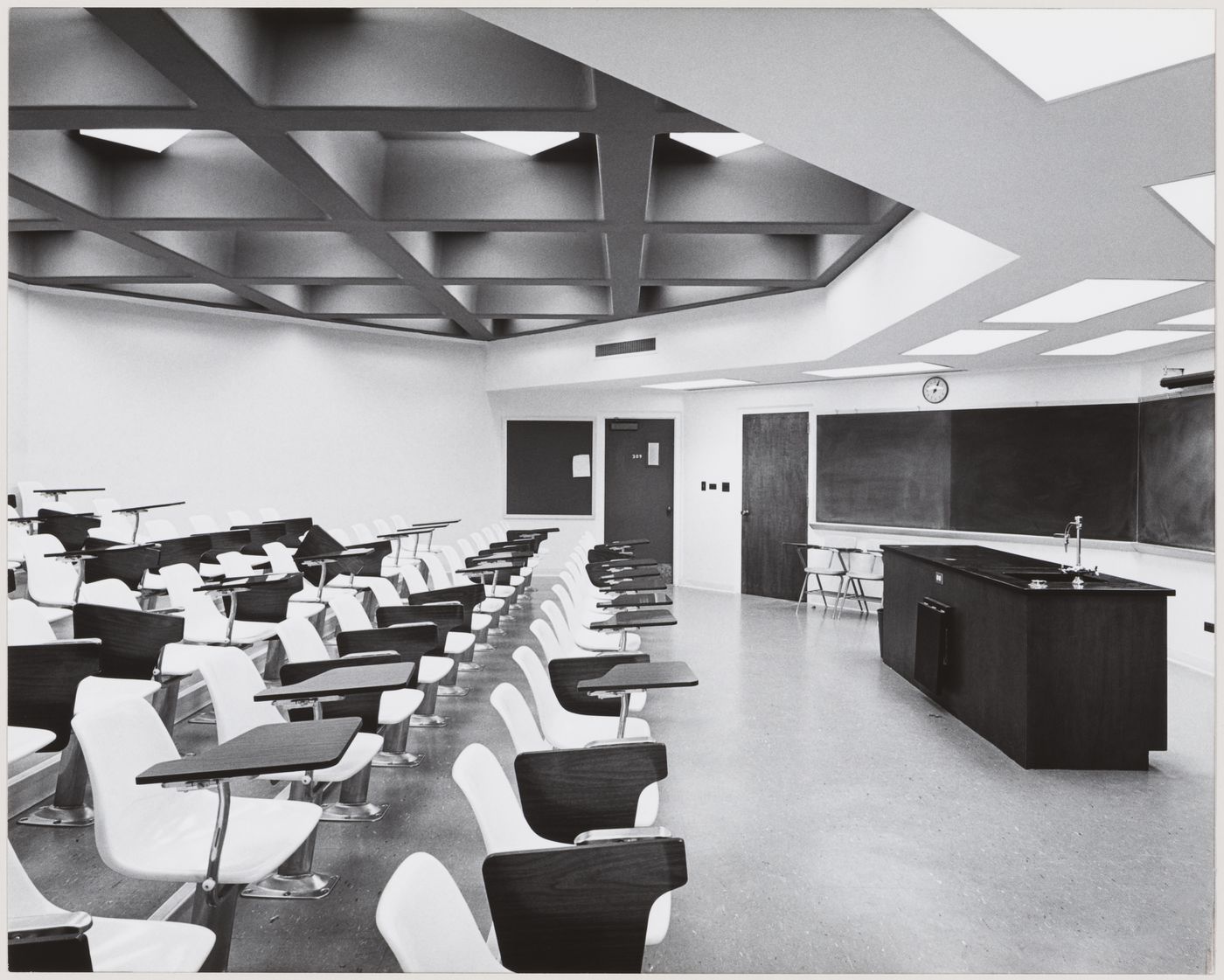 Interior view of a classroom of Cañada College, San Mateo, California, United States