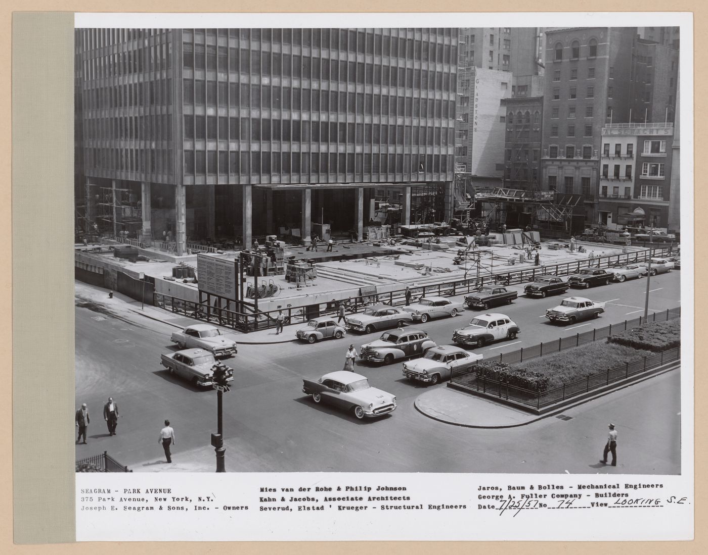 Seagram building under construction, 375 Park avenue, New York, N.Y., south-east view