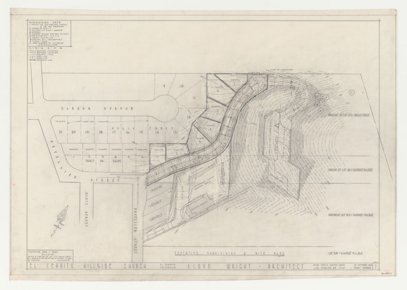 Swedenborg Memorial Chapel, El Cerrito, California: Site plan including existing buildings on project site