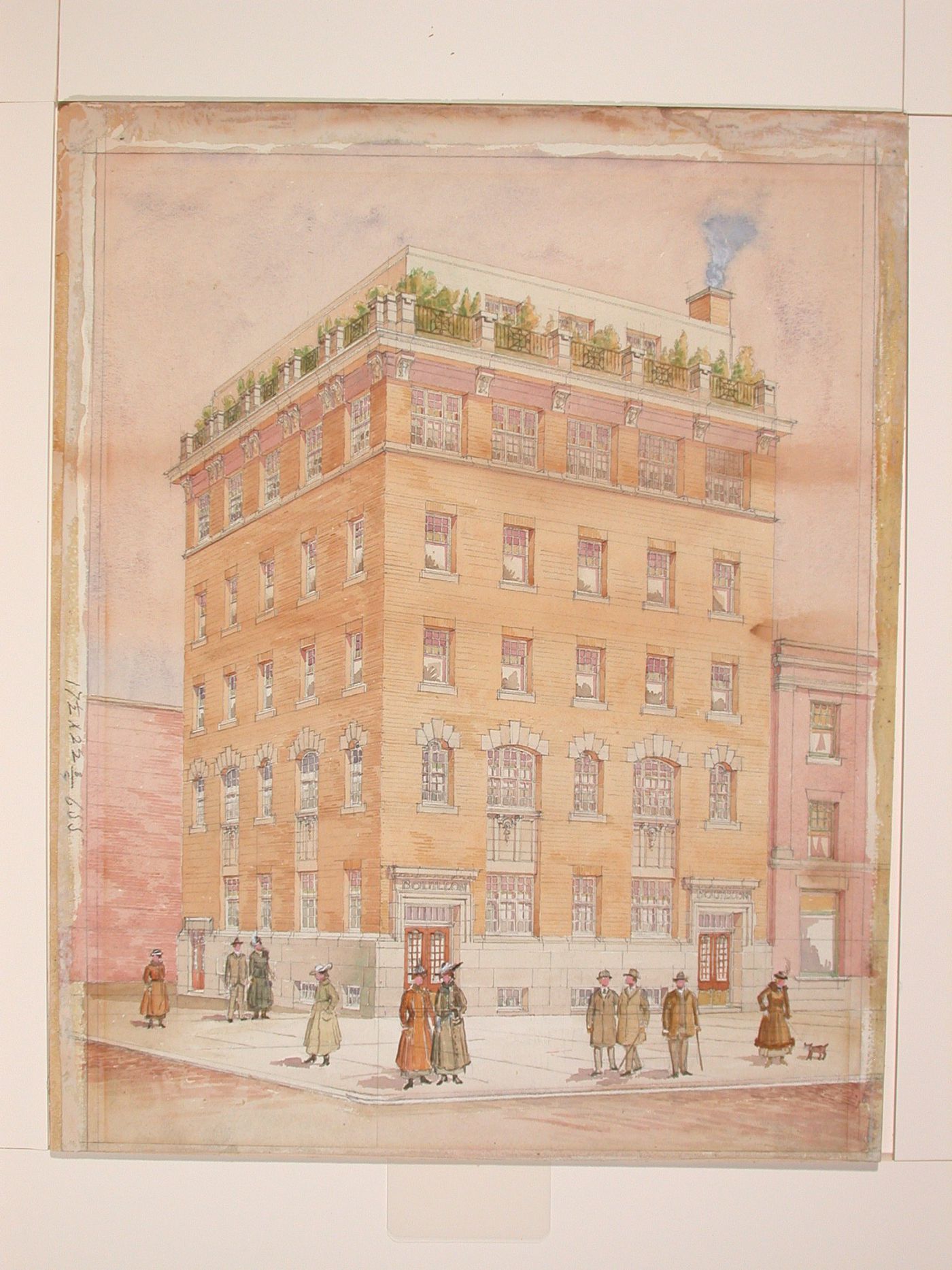 Perspective for Bouillon office building at St. Catherine and St. Dominique Streets, Montréal