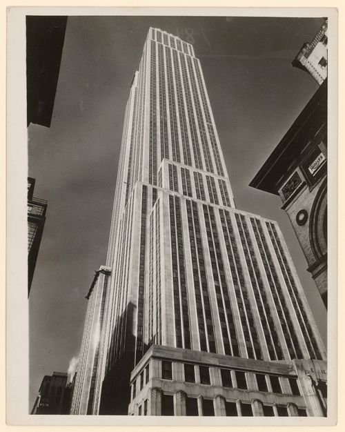 View looking up at Empire State Building, New York City, New York