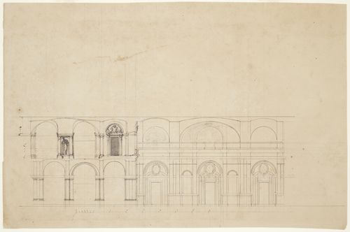 Section through Castello di Rivoli, Turin, showing some of the wall decoration