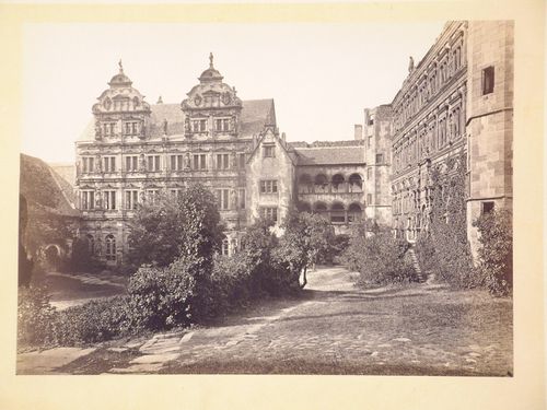 View of garden façades of large complex of buildings, possibly Friedrich IV's wing of the Schloss [?], Heidelberg [?], Germany