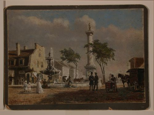 Painted photograph of Place Jacques Cartier
