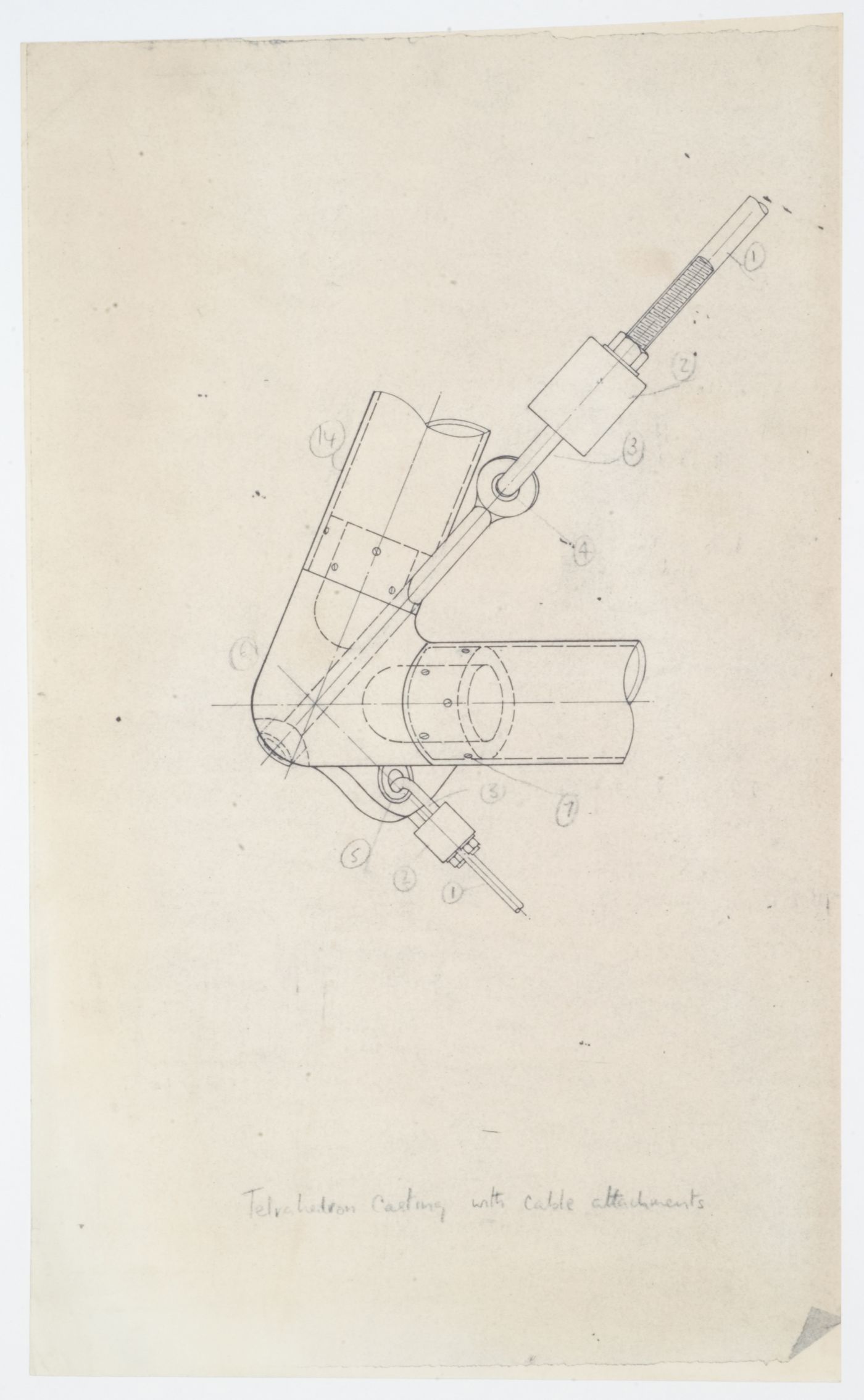 London Zoo Aviary, Regent's Park, London, England: tetrahedron casting with cable attachments