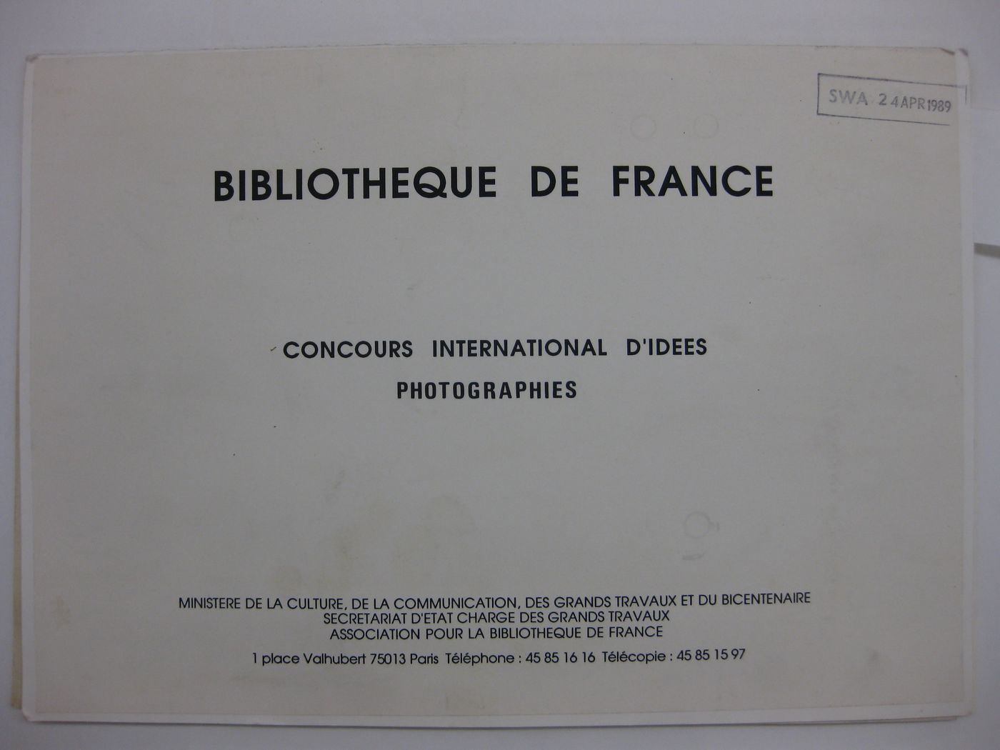 Bibliothèque de France concours international d'idées: Photographies