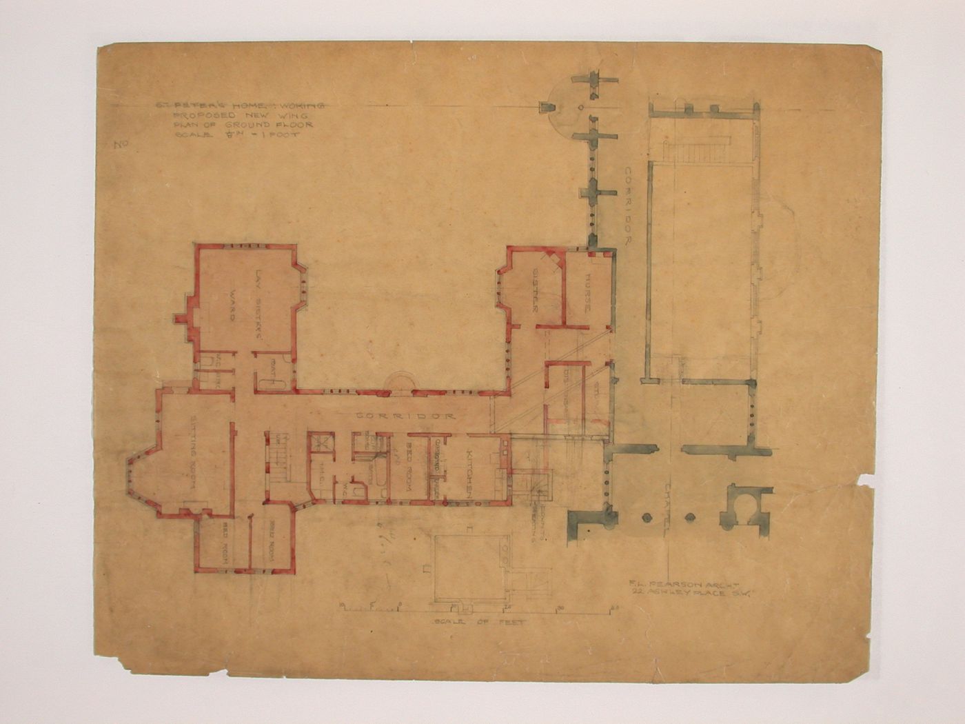 St. Peter's Home, Woking: Ground floor plan for the new wing