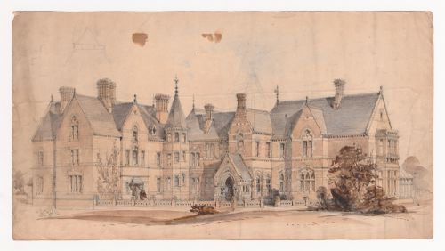 Hatton Hall [?]: Exterior perspective