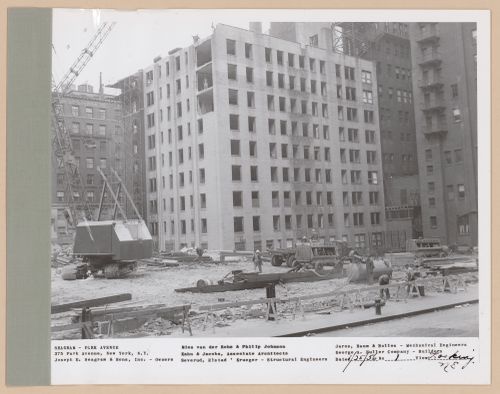 Seagram building under construction, 375 Park avenue, New York, N.Y., looking north-east