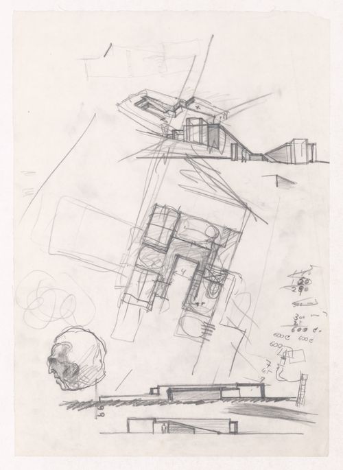 Sketch plan and perspectives for Habitação A. Felgueiras, Porto, Portugal
