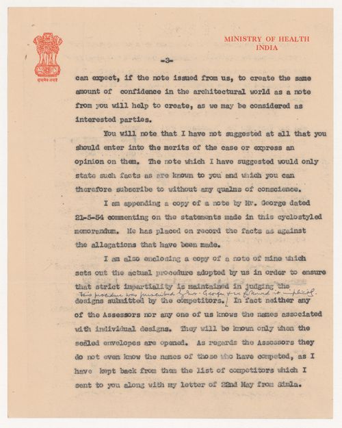 Letter from K.C.K.E. Raja to J.B. Fernandes