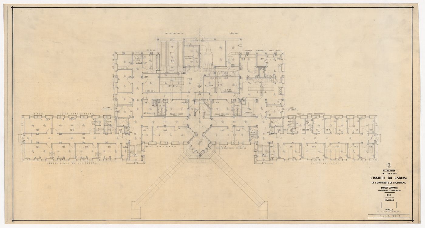 Plan étage no 1 pour Institut de Radium, Université de Montréal