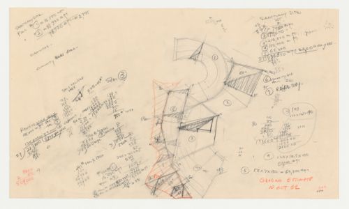 Swedenbory Memorial Chapel, El Cerrito, California: Partial grading plan and sections for access road, with calculations for grading estimate