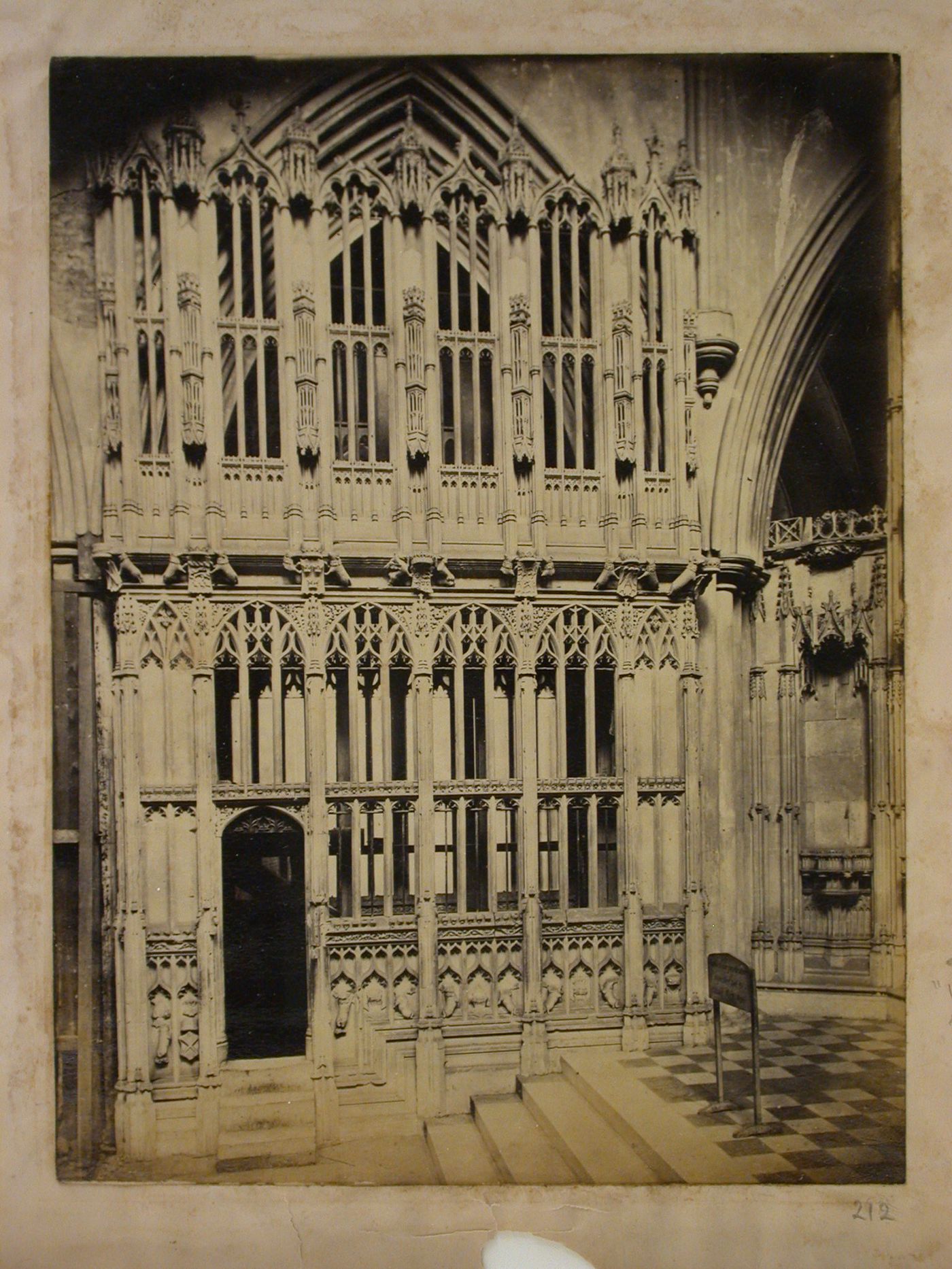 Close-up view of Abbot Ramryge's Chantry Chapel, St. Albans Cathedral, St. Albans, Hertfordshire, England