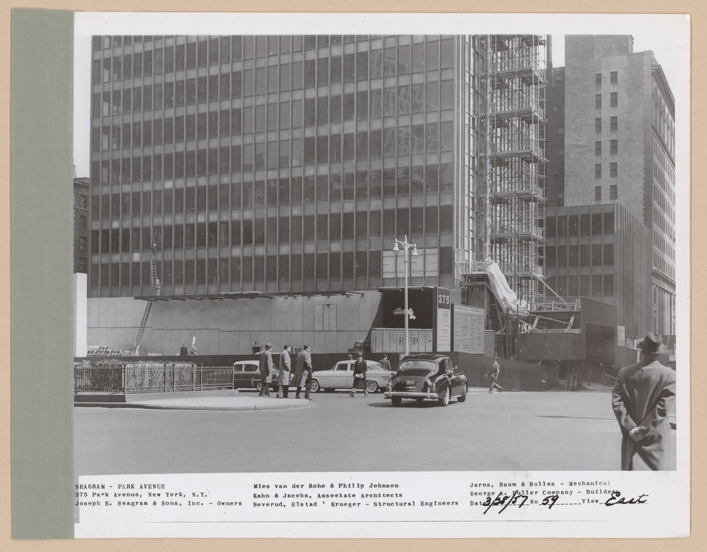Seagram building under construction, 375 Park avenue, New York, N.Y., east view
