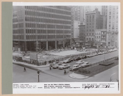 Seagram building under construction, 375 Park avenue, New York, N.Y., south-east view