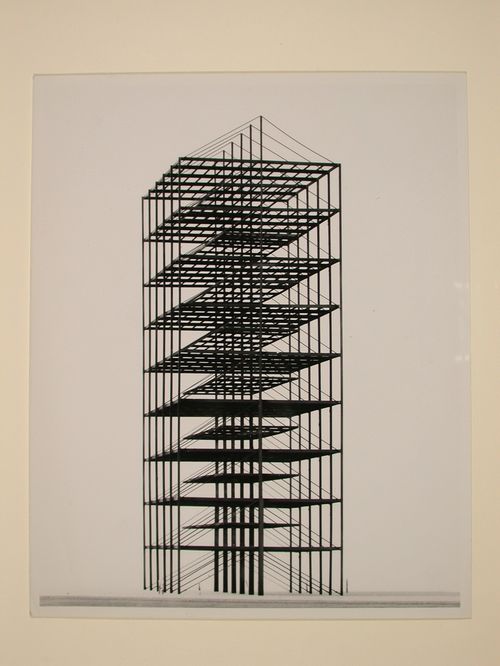 Photograph of a model for a Tall Building Suspension System