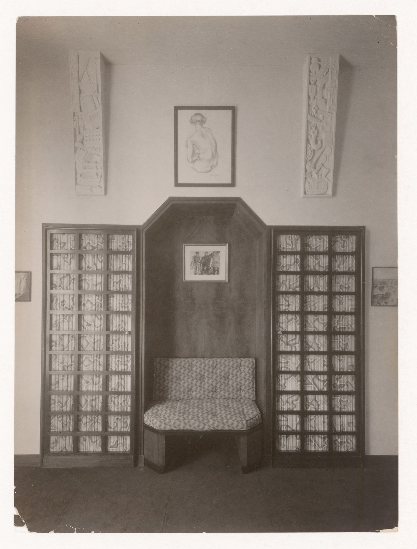 Interior view of the Rossignol hôtel particulier on rue Michel-Ange, showing a seat in Mr. Rossignol's office, in the 16th arrondissement, Paris, France