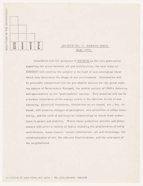 Press release for "On Site 5- On Energy"