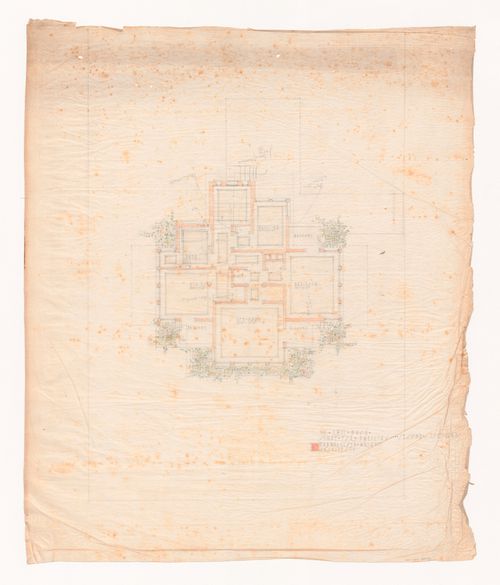 Second floor plan for Emil Bach House, Chicago, Illinois