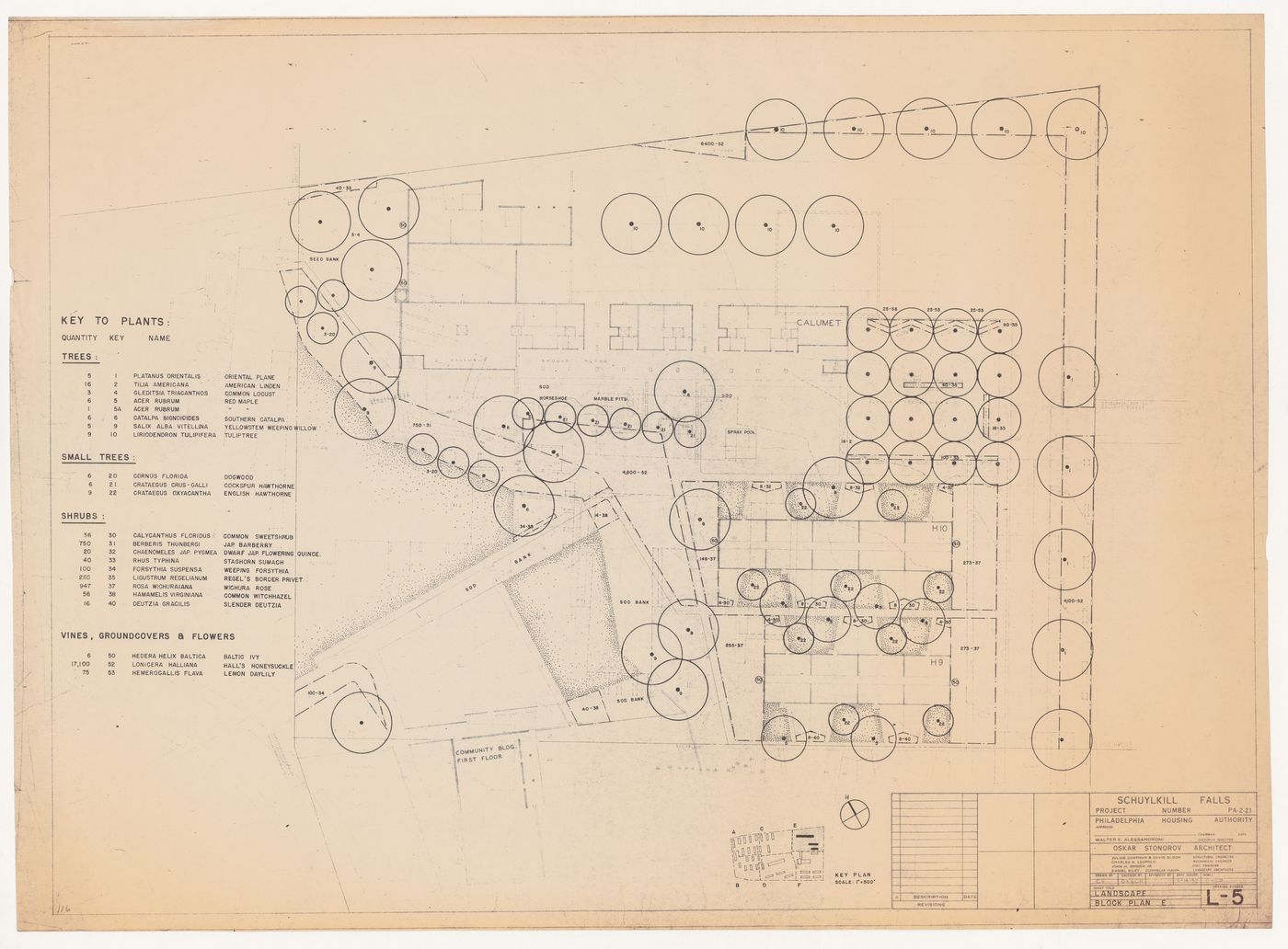 Landscape block plan E for Schuylkill Falls, Philadelphia, Pennsylvania