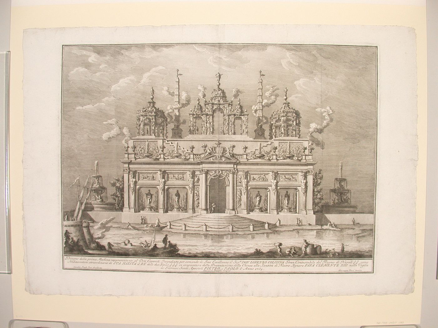 Etching of Posi's design for the "prima macchina" of 1765
