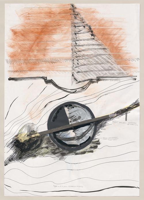 Project drawing with metal piece for Riqualificazione cava di San Carlo [Redevelopment San Carlo quarry], San Vincenzo, Livorno, Italy