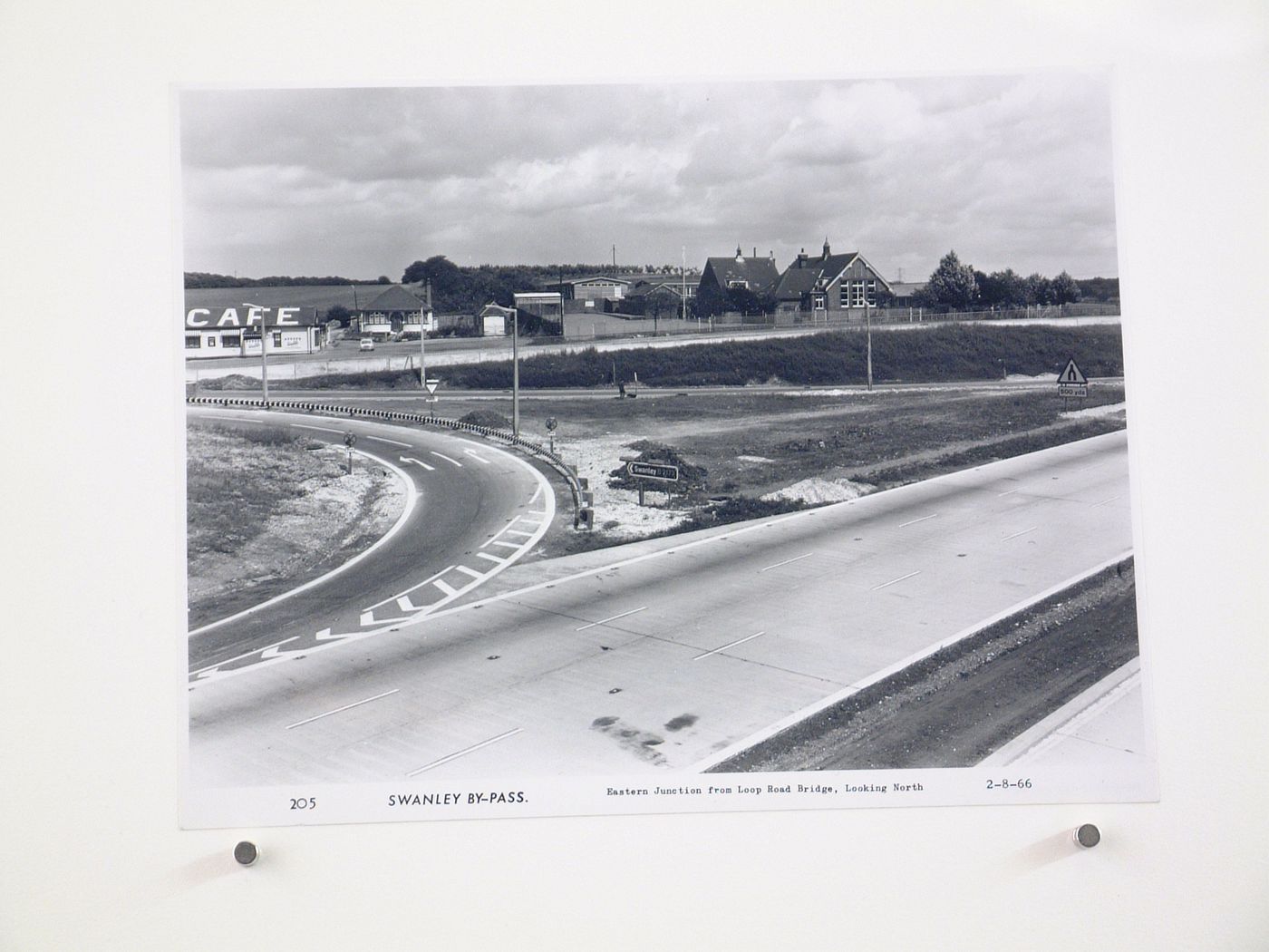 View of eastern junction from Loop Road bridge, looking north, during construction of the Swanley Bypass, England