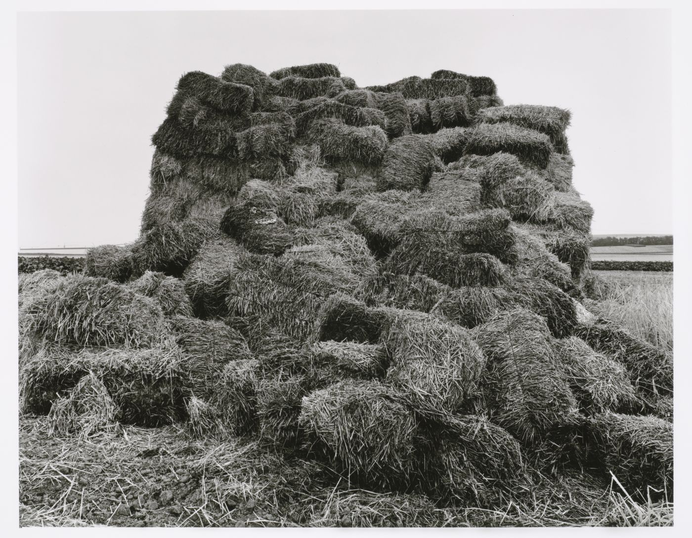 View of loosely piled bales of straw, Mainz, Germany