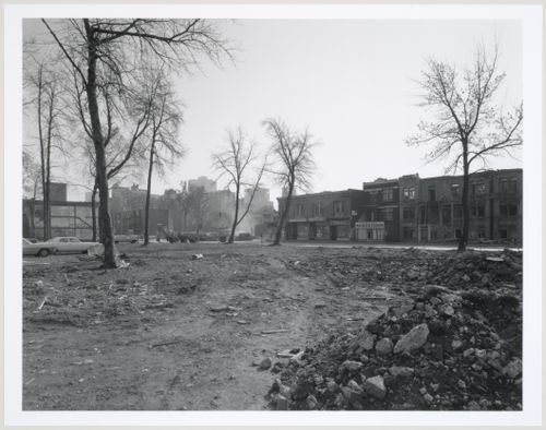 Milton Park Project: Demolition, intersection of Park Avenue and Prince Arthur, looking south, Montréal, Québec