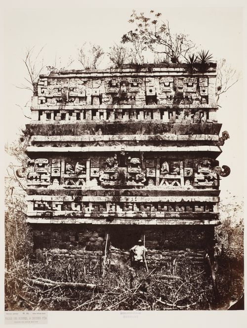 Partial view of Las Monjas [the Nunnery] (also known as the Nun's Palace) showing reliefs on the left wing, Chichén Itzá Site, Yucatán, Mexico