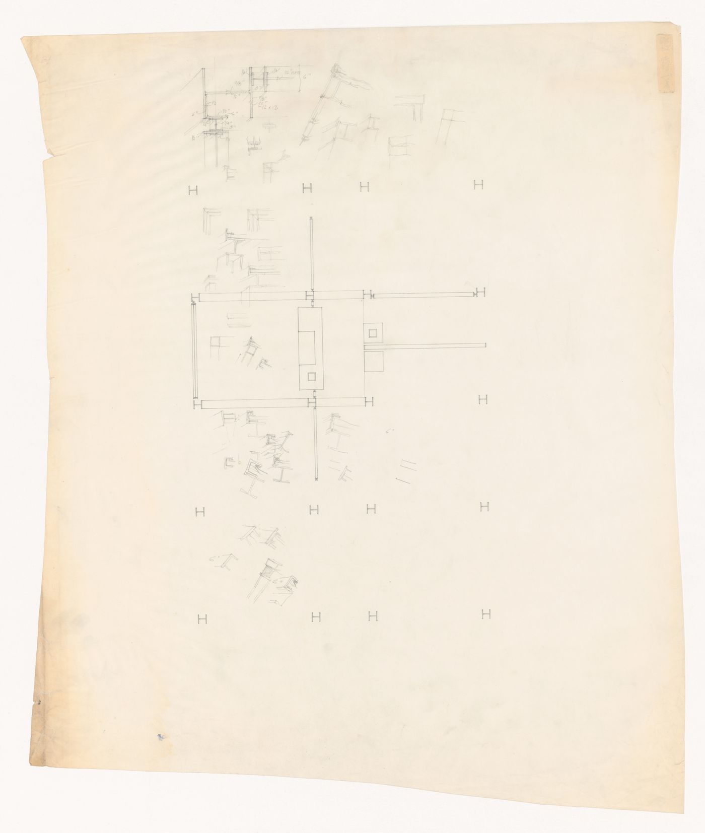 Plan and sketches for Piano Houses
