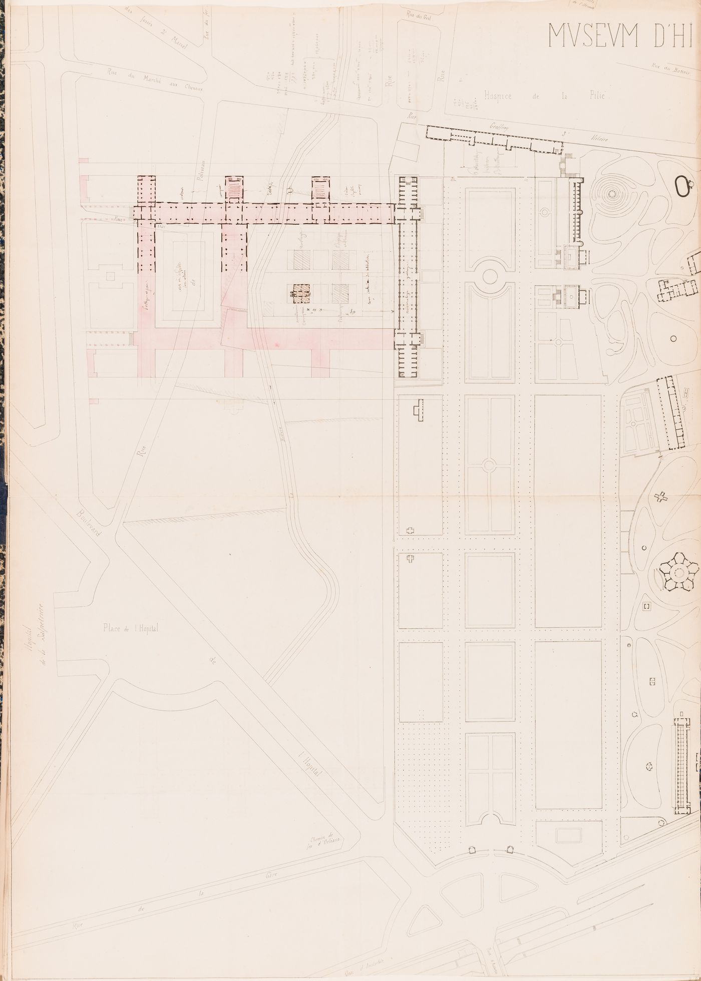 Site plan for an addition to the Galerie de minéralogie and géologie