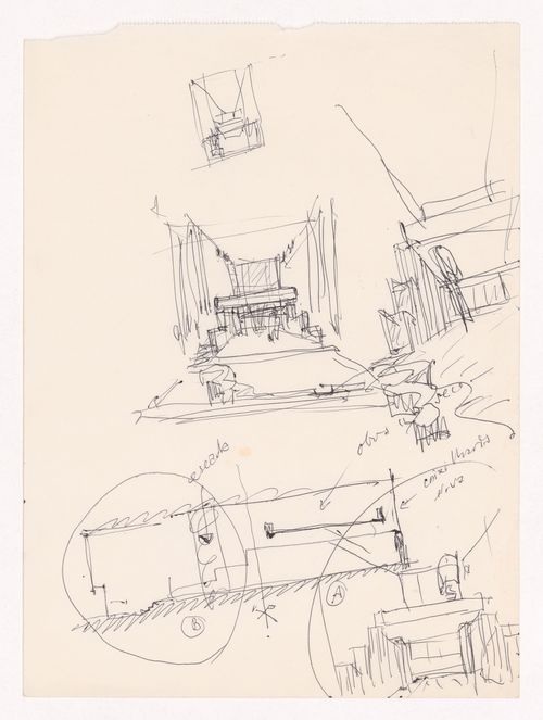 Sketch plan and perspectives for Loja Turquesa - Irmãos Campos Morais, Porto, Portugal