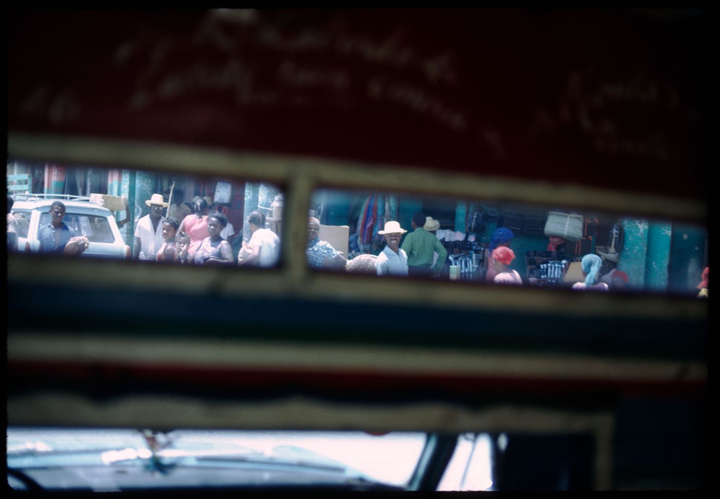 Street scene from a tap-tap truck, Haiti