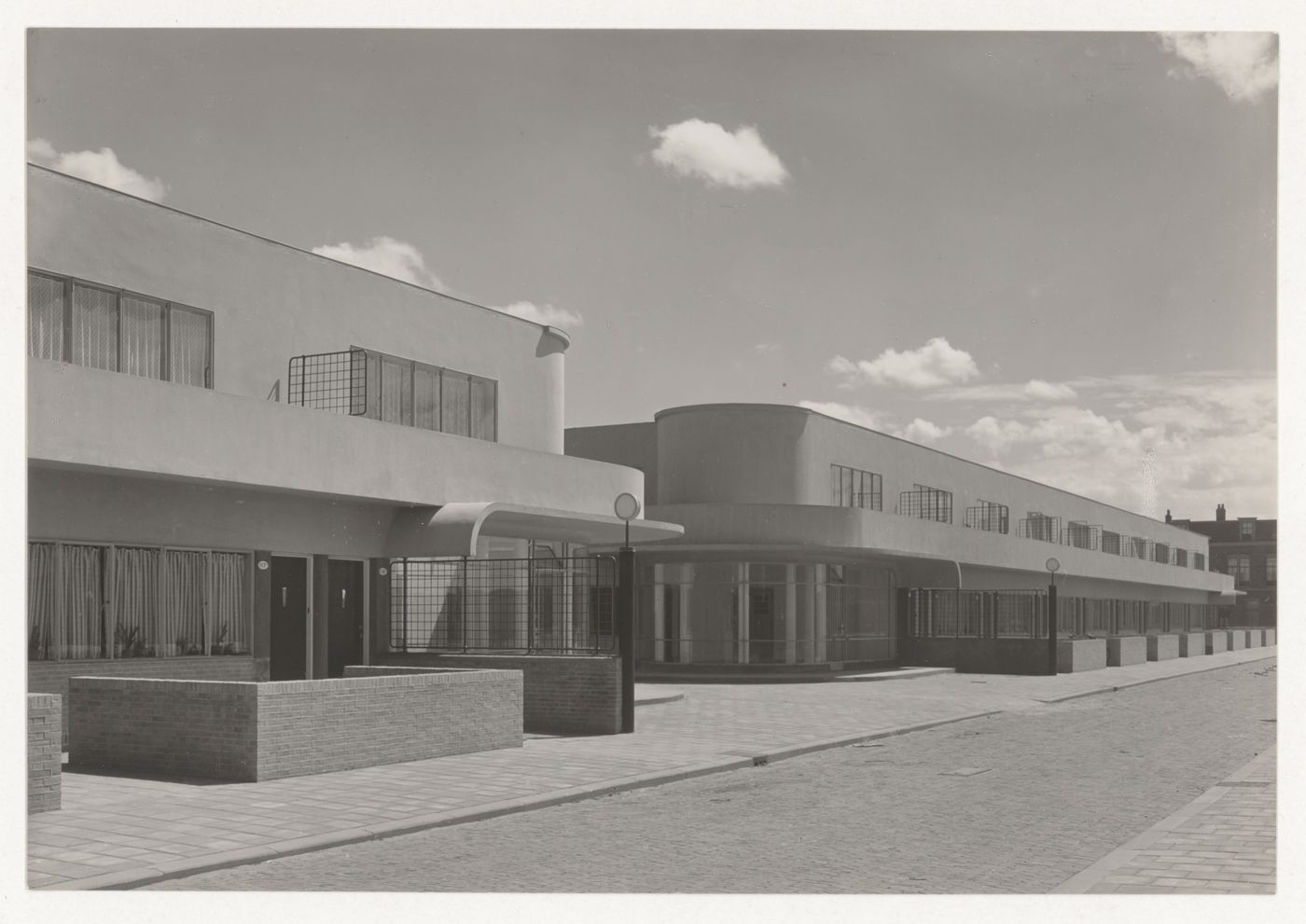 View of the principal façade of industrial row houses, Hoek van Holland, Netherlands