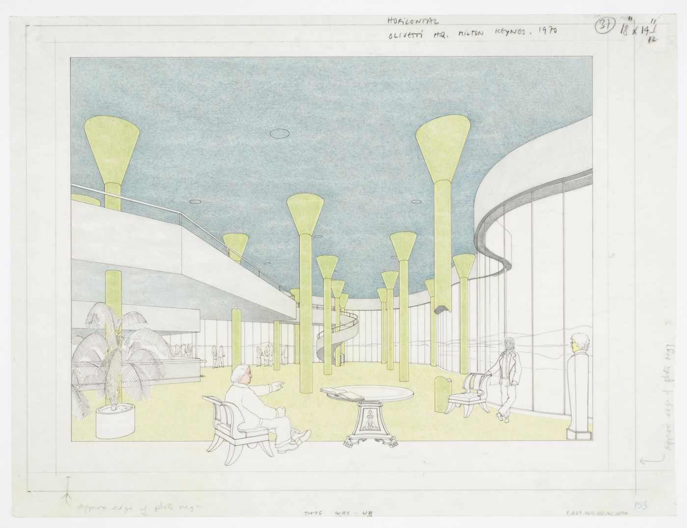 British Olivetti Headquarters, Milton Keynes, England: interior perspective