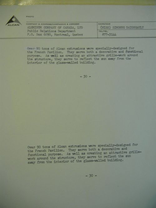 Description of the sun-breaker strips at the Pavilion of France, Expo 67, Montréal, Québec