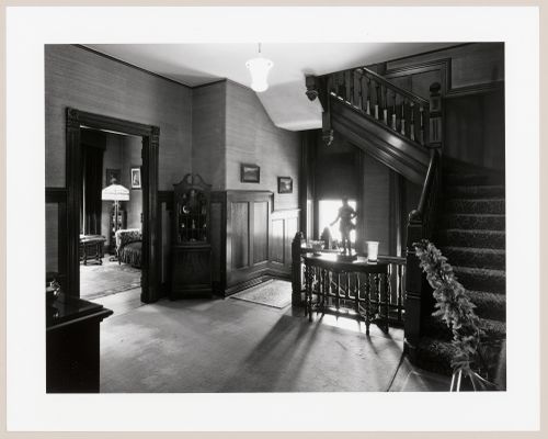 Interior view of the first floor landing of Slessor House showing furniture and objets d'art, 1538 avenue Dr. Penfield, Montréal, Québec