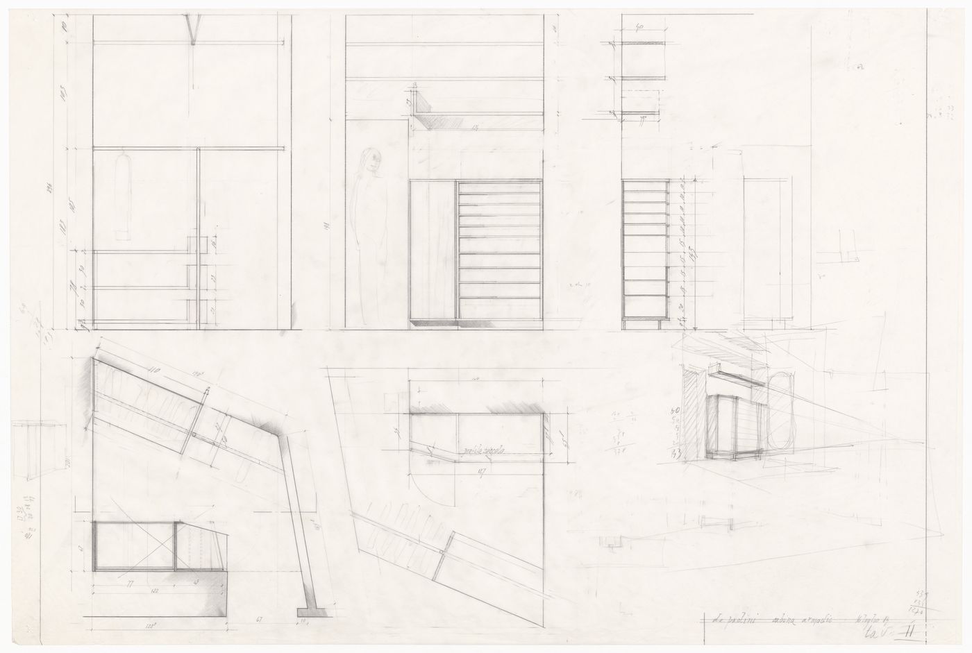 Sections and sketches for Casa De Paolini, Milan, Italy