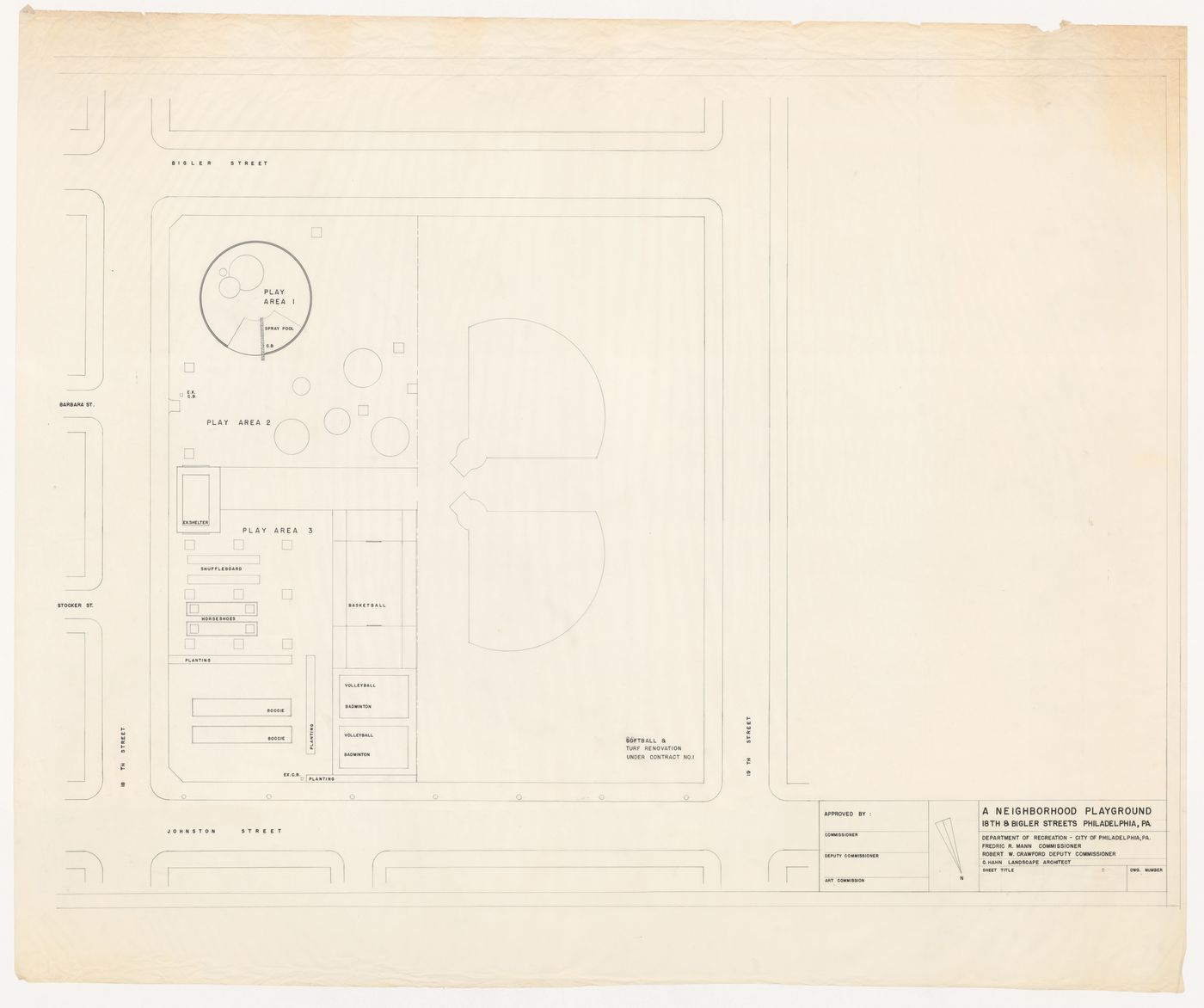 Site plan for recreational area at 18th and Bigler Streets, Philadelphia, Pennsylvania