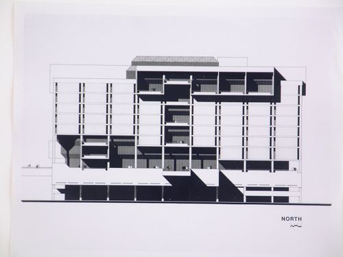 Photograph of an elevation of the north façade for the Resource Center, Century City, Los Angeles, California