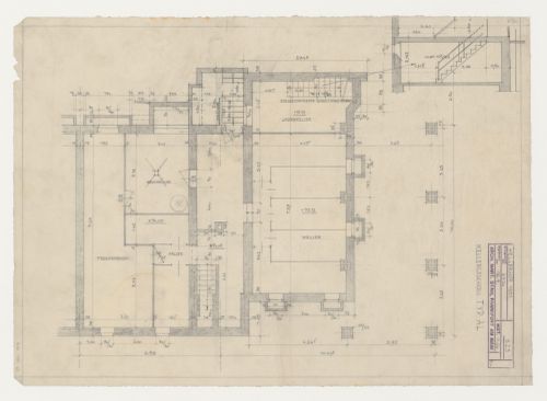 Basement plan and section for a type AL housing unit, Hellerhof Housing Estate, Frankfurt am Main, Germany
