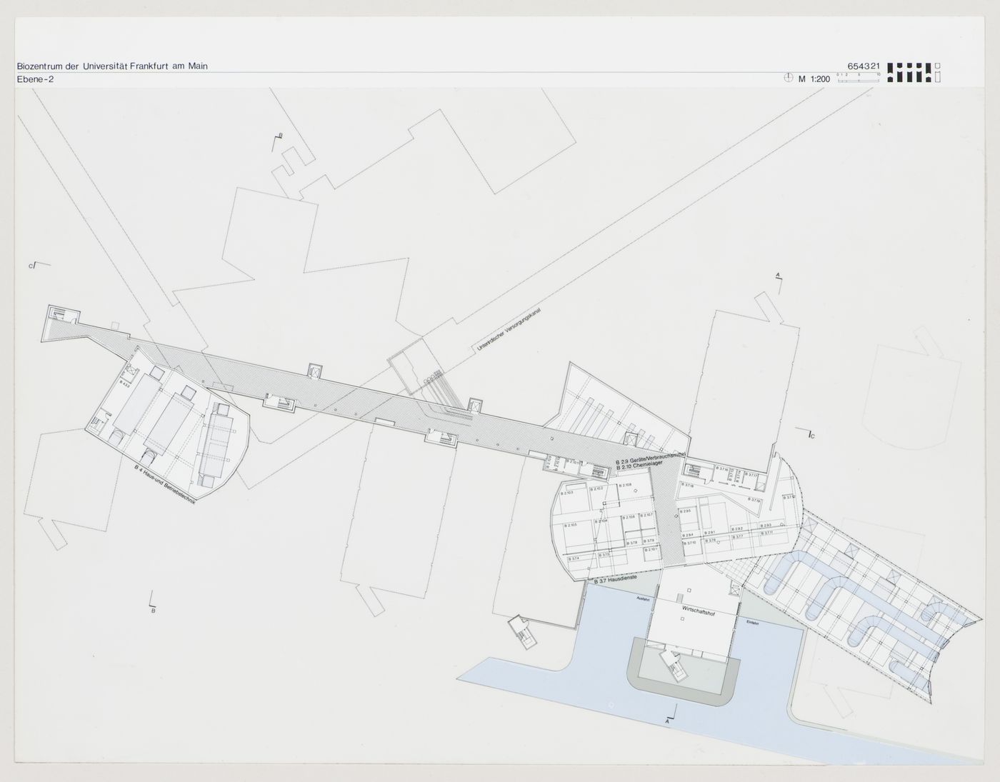 Plan of second lower level, Biozentrum - Biology Center for the J.W. Goethe University, Frankfurt am Main, Germany